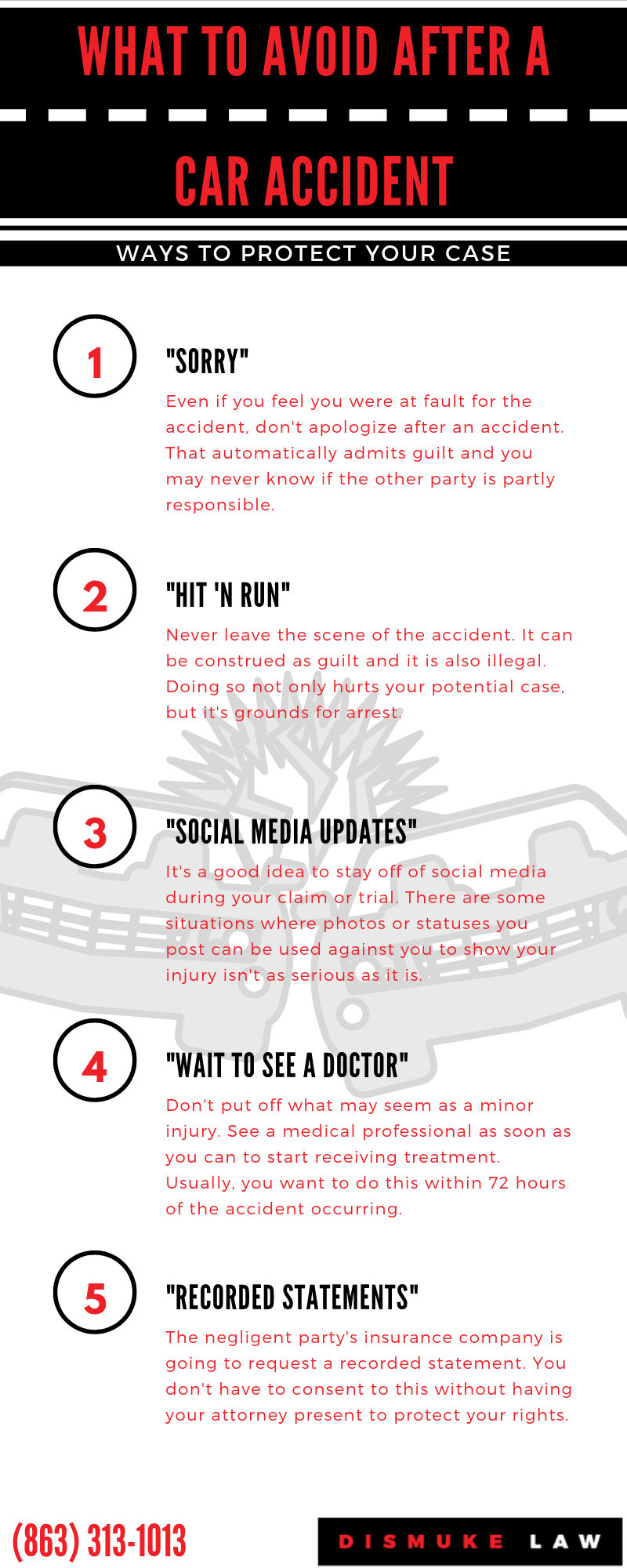 What to Avoid After a Car Accident Inforgraphic 