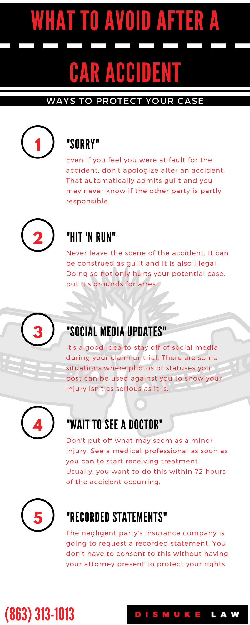 What to Avoid After a Car Accident Inforgraphic