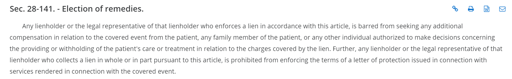 election of remedies provision from Hillsborough County hospital lien ordinance